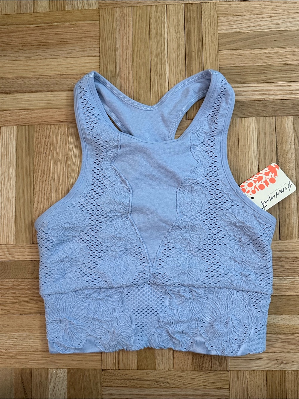 FP Movement Free People Seamless Flower Texture Bralette in Light Blue XS/S
